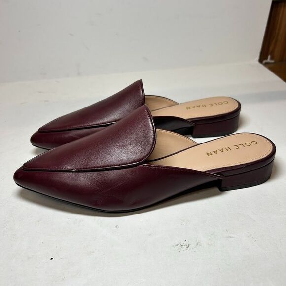 Cole Haan Womens 6.5 B Bloodstone Leather Piper Mule Flat Loafers DISPLAY HB6 - Picture 3 of 7